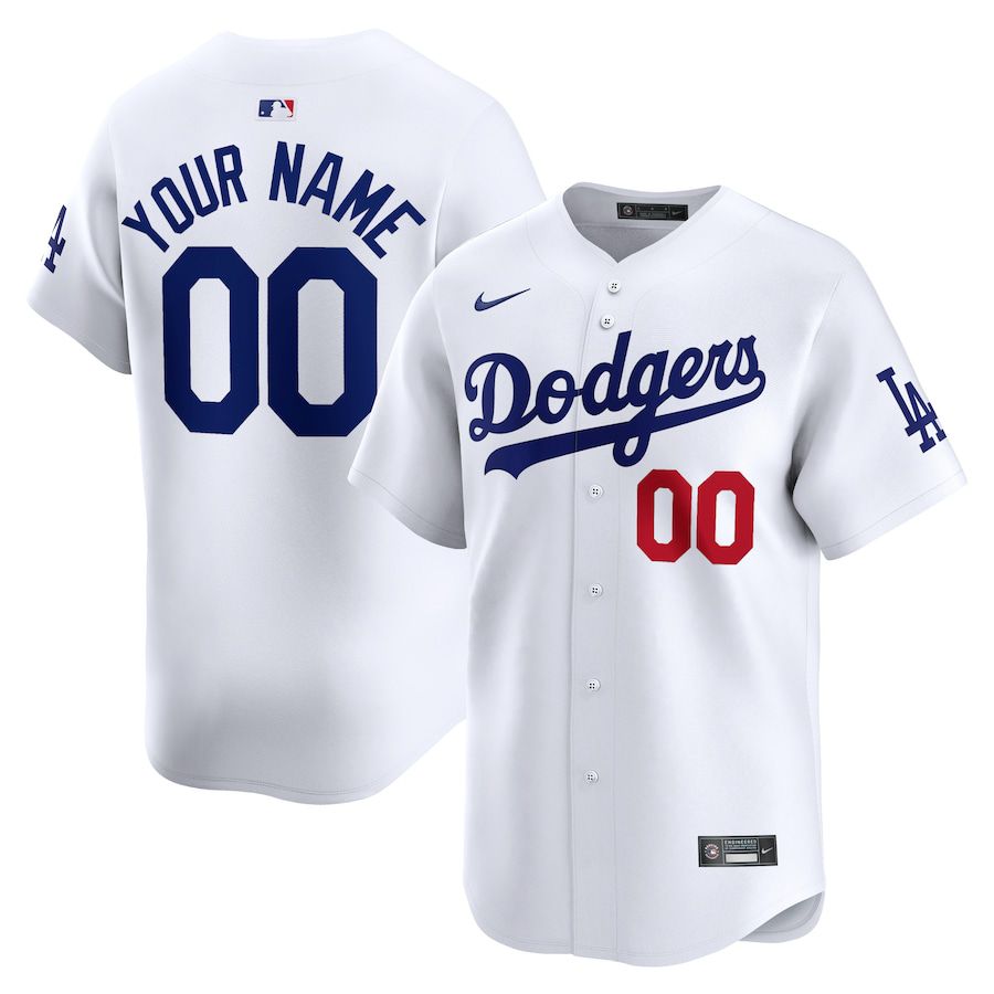 Men Los Angeles Dodgers Nike White Home Limited Custom MLB Jersey->customized mlb jersey->Custom Jersey